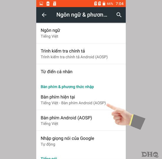 Chọn bàn phím Android (AOSP)